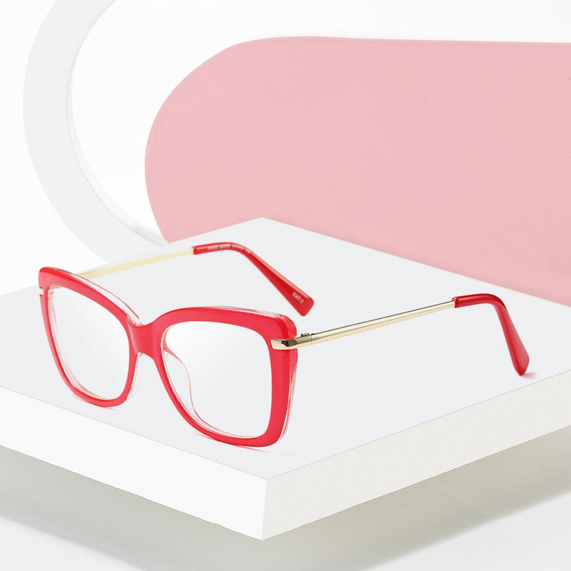 Hotony Women's Full Rim Cat Eye Acetate Frame Eyeglasses 97331 Full Rim Hotony   