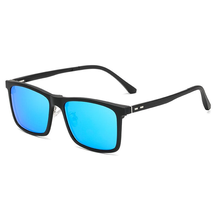 KatKani Men's Semi Rim Alloy Frame Eyeglasses Magnetic Polarized Sunglasses Tj2172 Sunglasses KatKani Eyeglasses Black Silver C5  