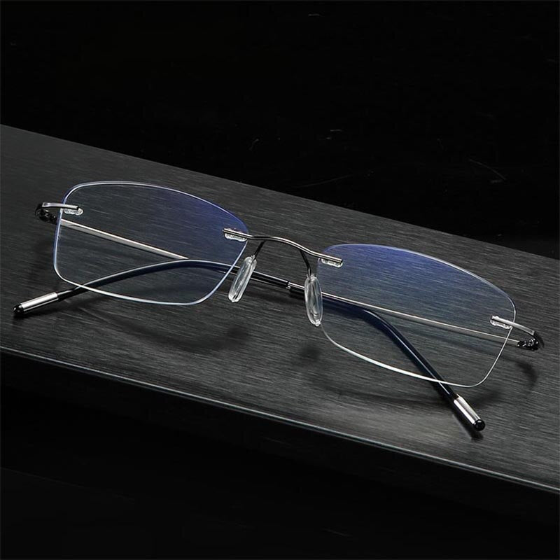 Hdcrafters Unisex Rimless Rectangle Titanium Frame Reading Glasses 8025 Reading Glasses Hdcrafter Eyeglasses   