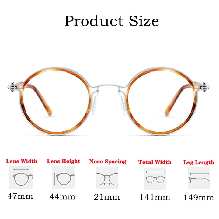 Yimaruili Unisex Full Rim Round Titanium Frame Eyeglasses H33088 Full Rim Yimaruili Eyeglasses   