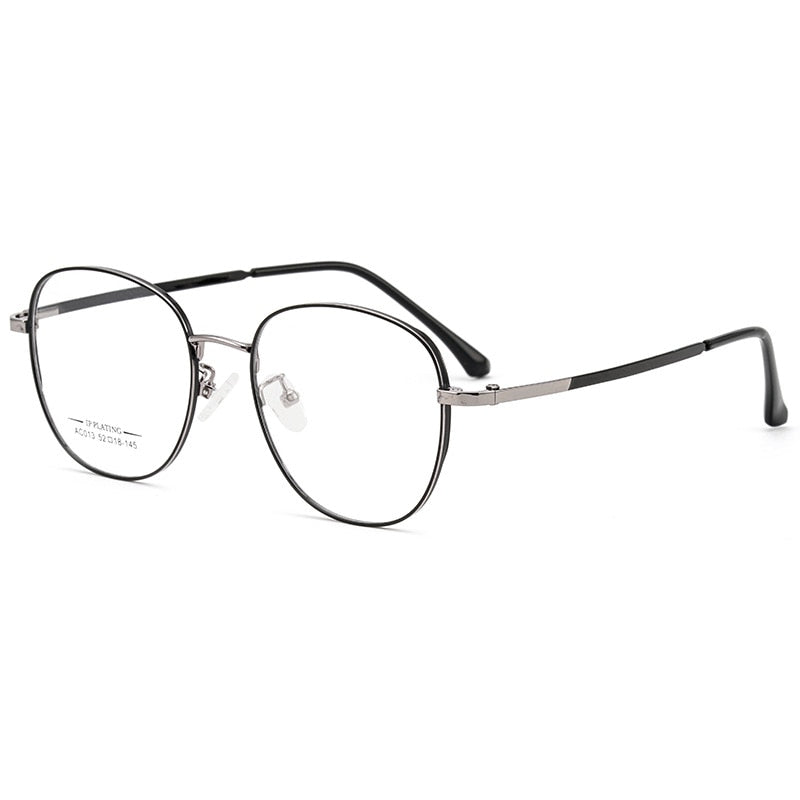 KatKani Unisex Full Rim Round IP Plated Alloy Frame Eyeglasses Ac013 Full Rim KatKani Eyeglasses Black Gun  