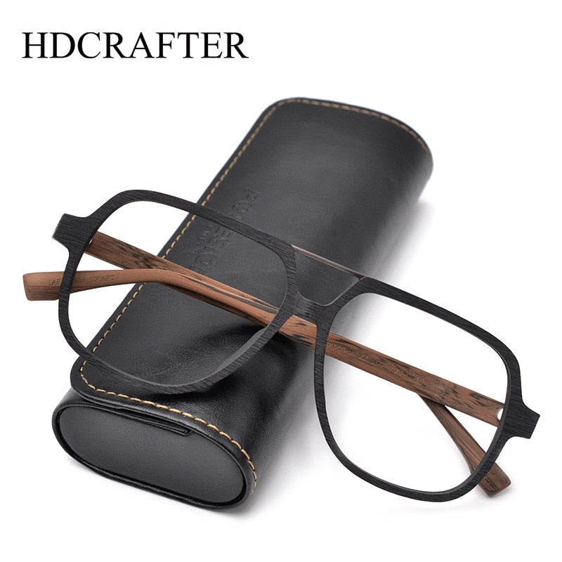 Hdcrafter Unisex Full Rim Eyeglasses Wooden Oversized Ps8210 Full Rim Hdcrafter Eyeglasses   