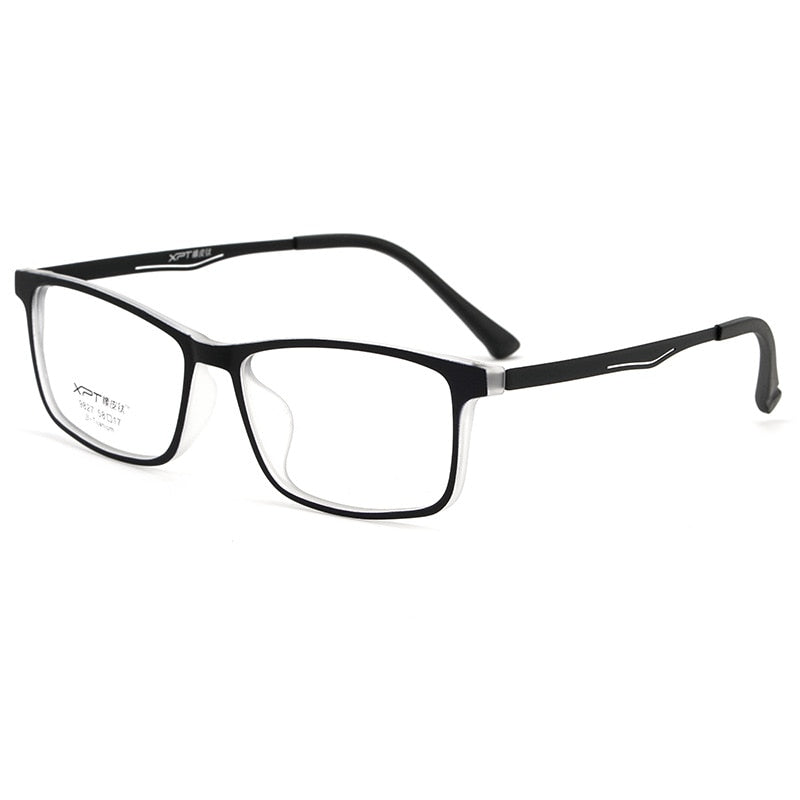 Yimaruili Men's Full Rim Titanium Frame Eyeglasses 9827 Full Rim Yimaruili Eyeglasses Black Transparent  
