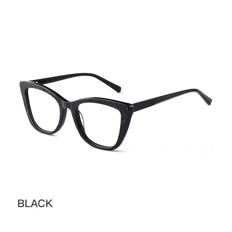 Hotochki Women's Full Rim Cat Eye TR-90 Resin Acetate Frame Eyeglasses Z508 Full Rim Hotochki Black CN 