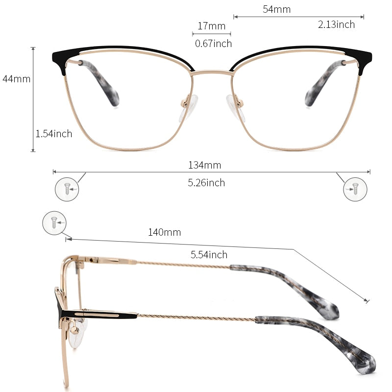 Kansept Women's Full Rim Square Stainless Steel Frame Eyeglasses Ms3536 Full Rim Kansept   
