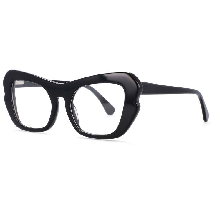 CCSpace Unisex Full Rim Oversized Square Cat Eye Acetate Frame Eyeglasses 54059 Full Rim CCspace black  