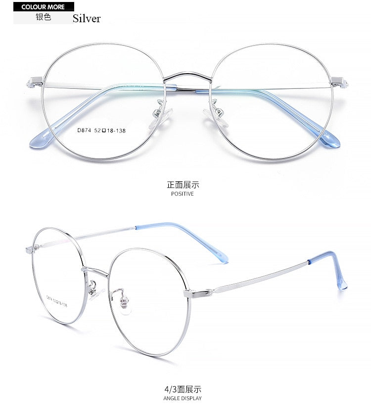 Women's Round Full Rim Titanium Frame Eyeglasses Scd874 Full Rim Bclear   