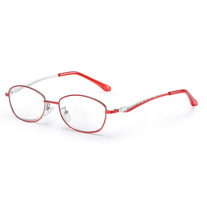 Hotony Women's Full Rim Rectangular Alloy Frame Presbyopic Reading Glasses 9002 Reading Glasses Hotony +100 Red 