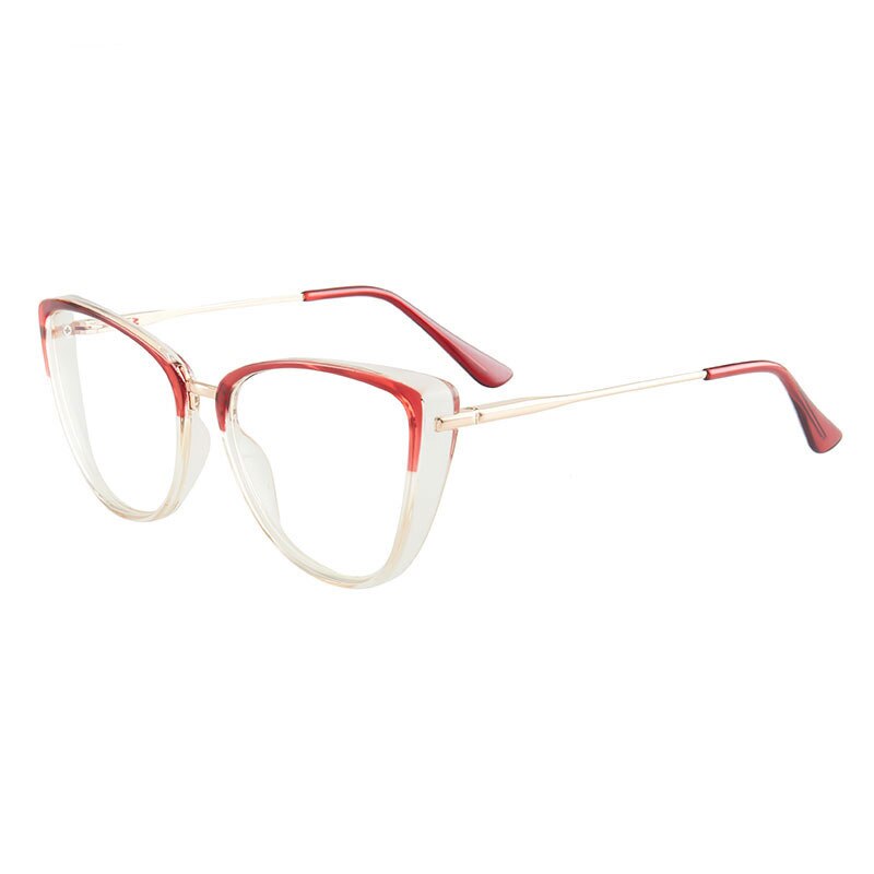 Hotony Women's Full Rim TR 90 Resin Cat Eye Frame Eyeglasses 7033 Full Rim Hotony Red  