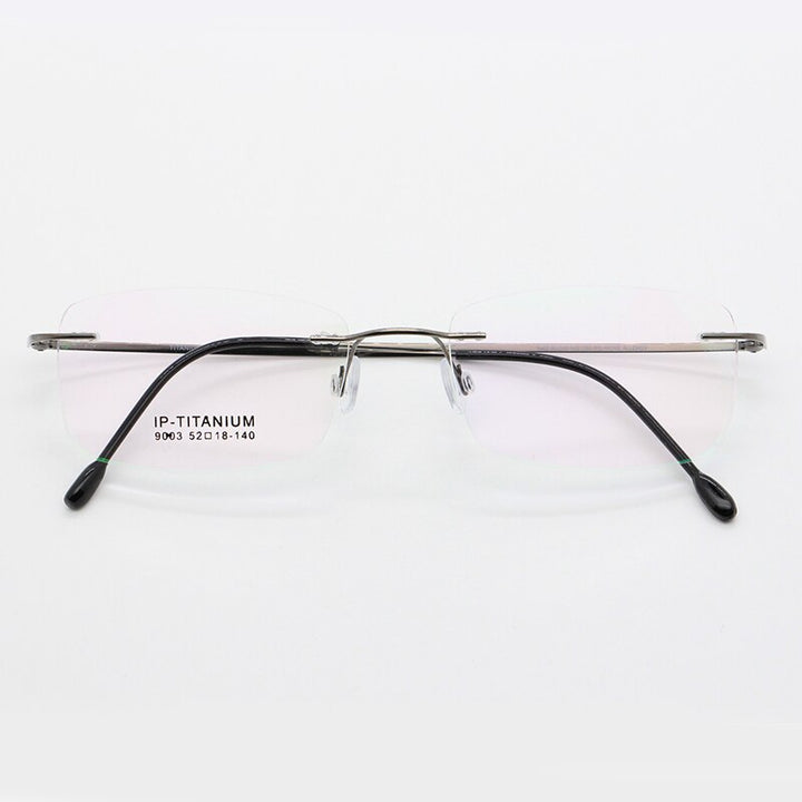 Unisex Rimless Titanium Frame Eyeglasses Customizable Lenses 9003 Rimless Bclear   