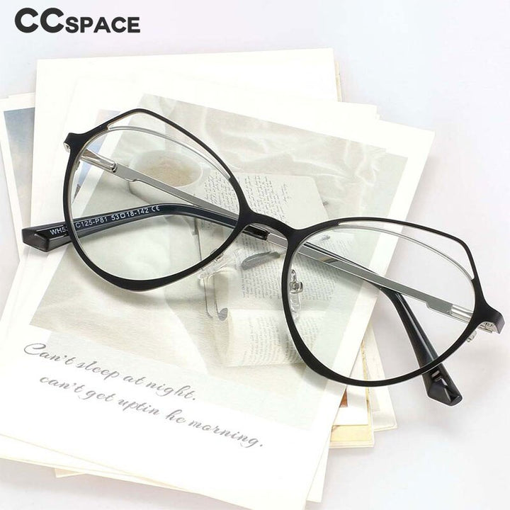 CCSpace Women's Full Rim Irregular Cat Eye Alloy Frame Eyeglasses 54103 Full Rim CCspace   