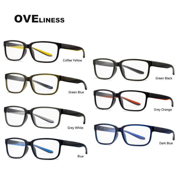Oveliness Men's Full Rim Square Tr 90 Titanium Eyeglasses 7102 Full Rim Oveliness   