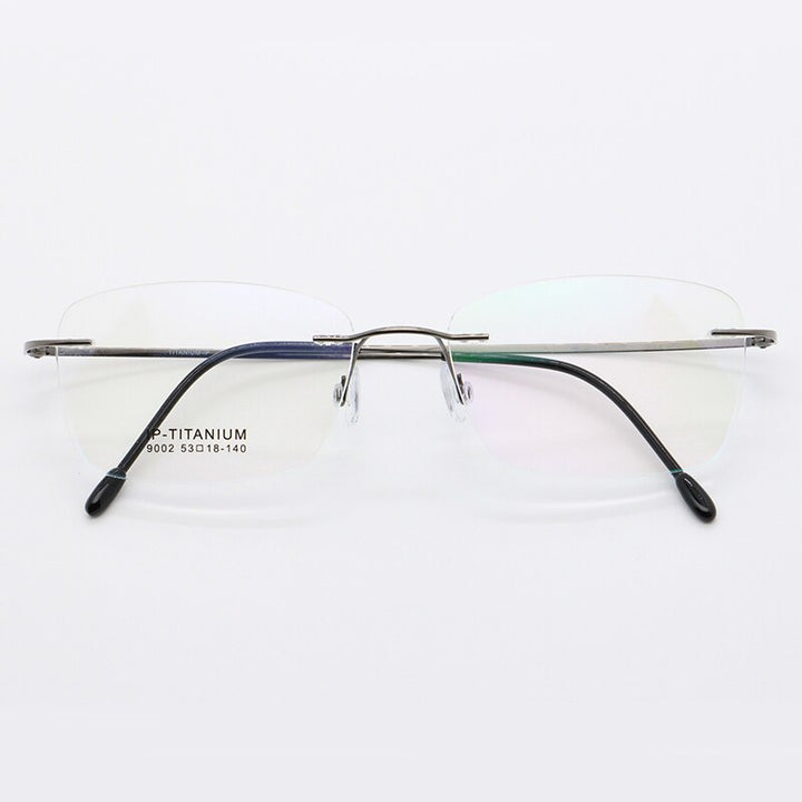 Unisex Rimless Titanium Frame Eyeglasses Customizable Lenses 9002 Rimless Bclear gray  
