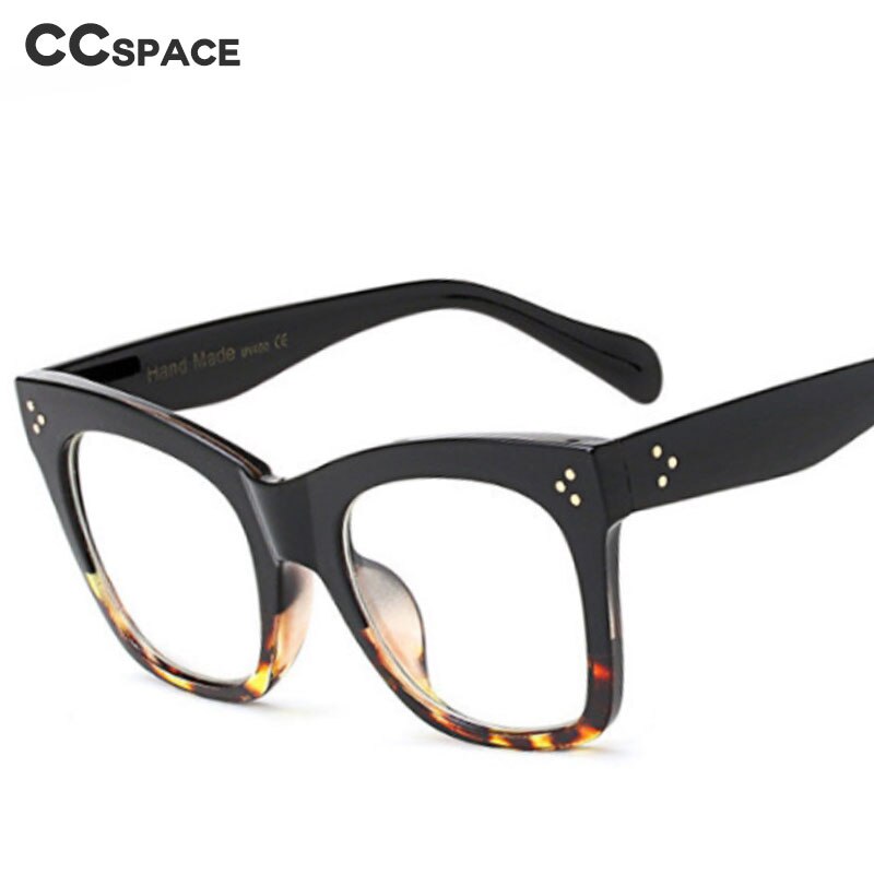 CCspace Unisex Full Rim Oversized Cat Eye Resin Alloy Frame Eyeglasses 49742 Full Rim CCspace   