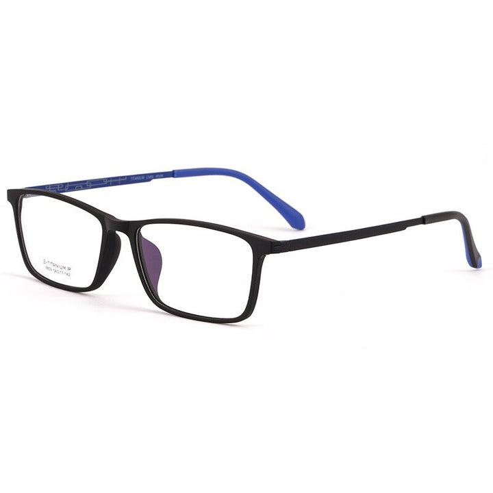 Yimaruili Men's Full Rim TR 90 Resin β Titanium Frame Eyeglasses 8809X Full Rim Yimaruili Eyeglasses Black Blue  