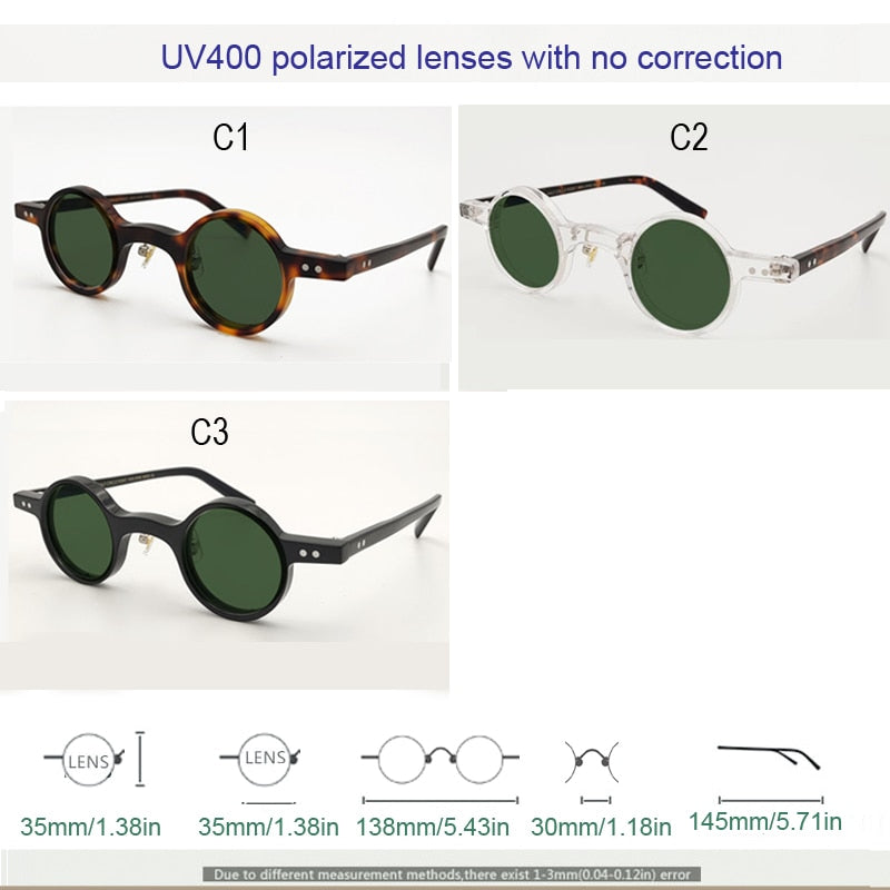 Unisex Round Acetate Frame Polarized Sunglasses Sunglasses Yujo   