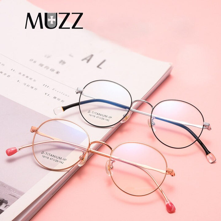 Muzz Unisex Full Rim Round B Titanium Frame Eyeglasses T19118 Full Rim Muzz   