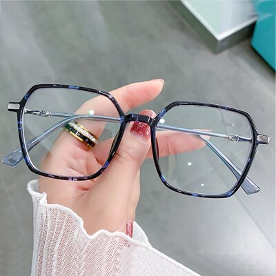 Ralferty Women's Full Rim Irregular Sqare Alloy Acetate Eyeglasses D307 Full Rim Ralferty C5 Blue  