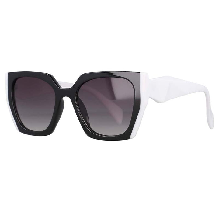 CCSpace Women's Full Rim Square Cat Eye Resin Frame Sunglasses 53222 Sunglasses CCspace Sunglasses WhiteBlack 53222 