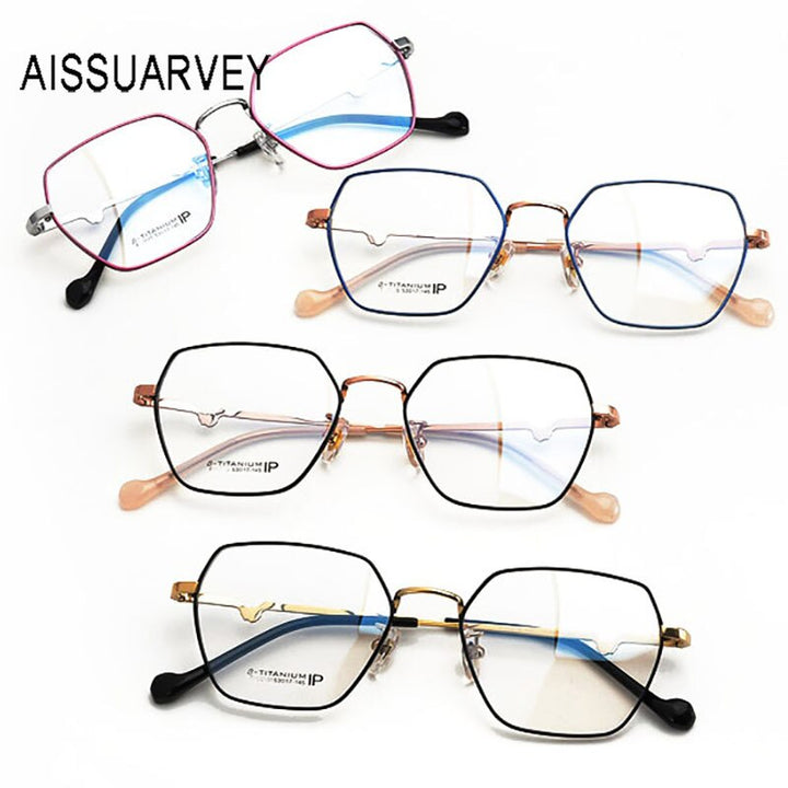 Aissuarvey IP Titanium Hexagon Full Rim Frame Unisex Eyeglasses Full Rim Aissuarvey Eyeglasses   
