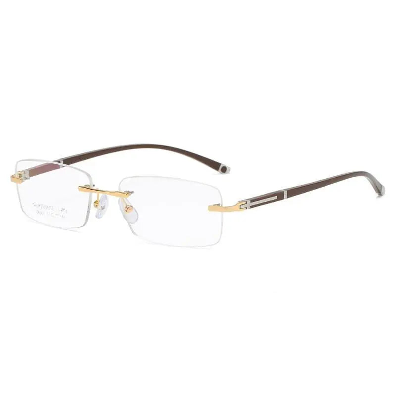 Zirosat 58065 Men's Eyeglasses Alloy Titanium Rimless - golden