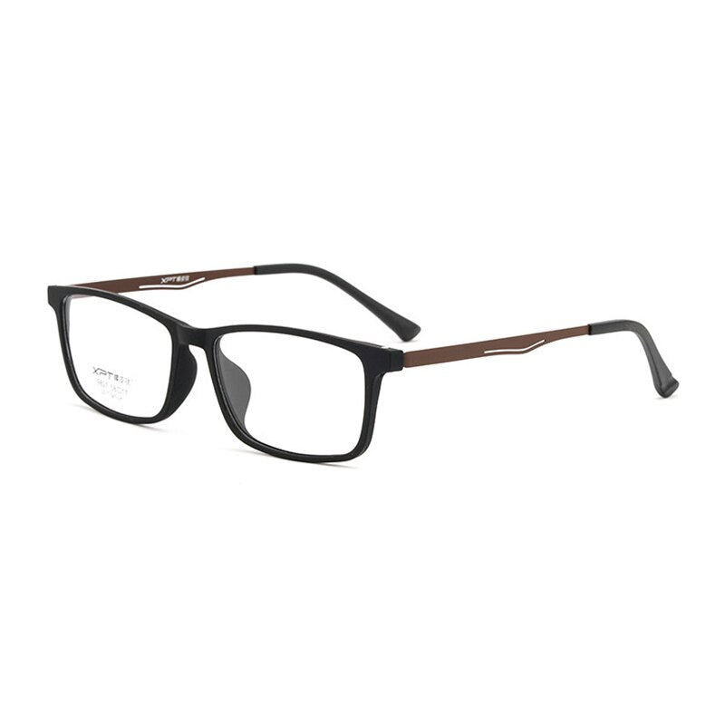 Hotony Unisex Full Rim Rectangle TR 90 Resin B Titanium Frame Eyeglasses 9827 Full Rim Hotony Coffee  