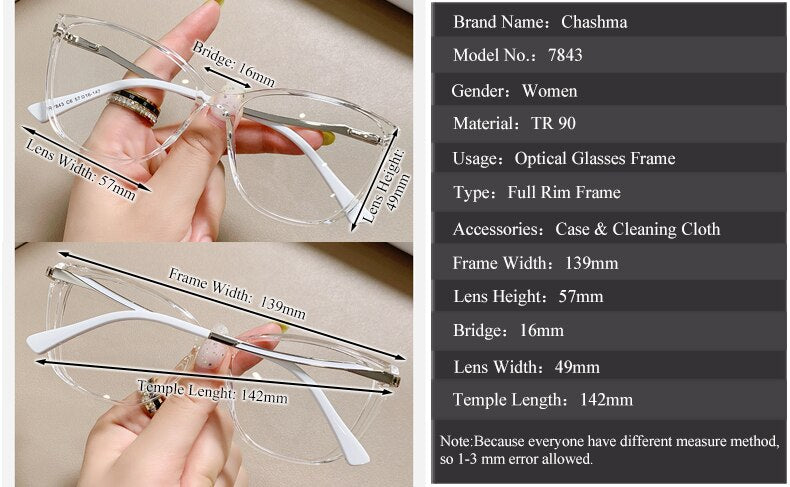 Chashma Ochki Women's Eyeglasses - Square Cat Eye TR 90
