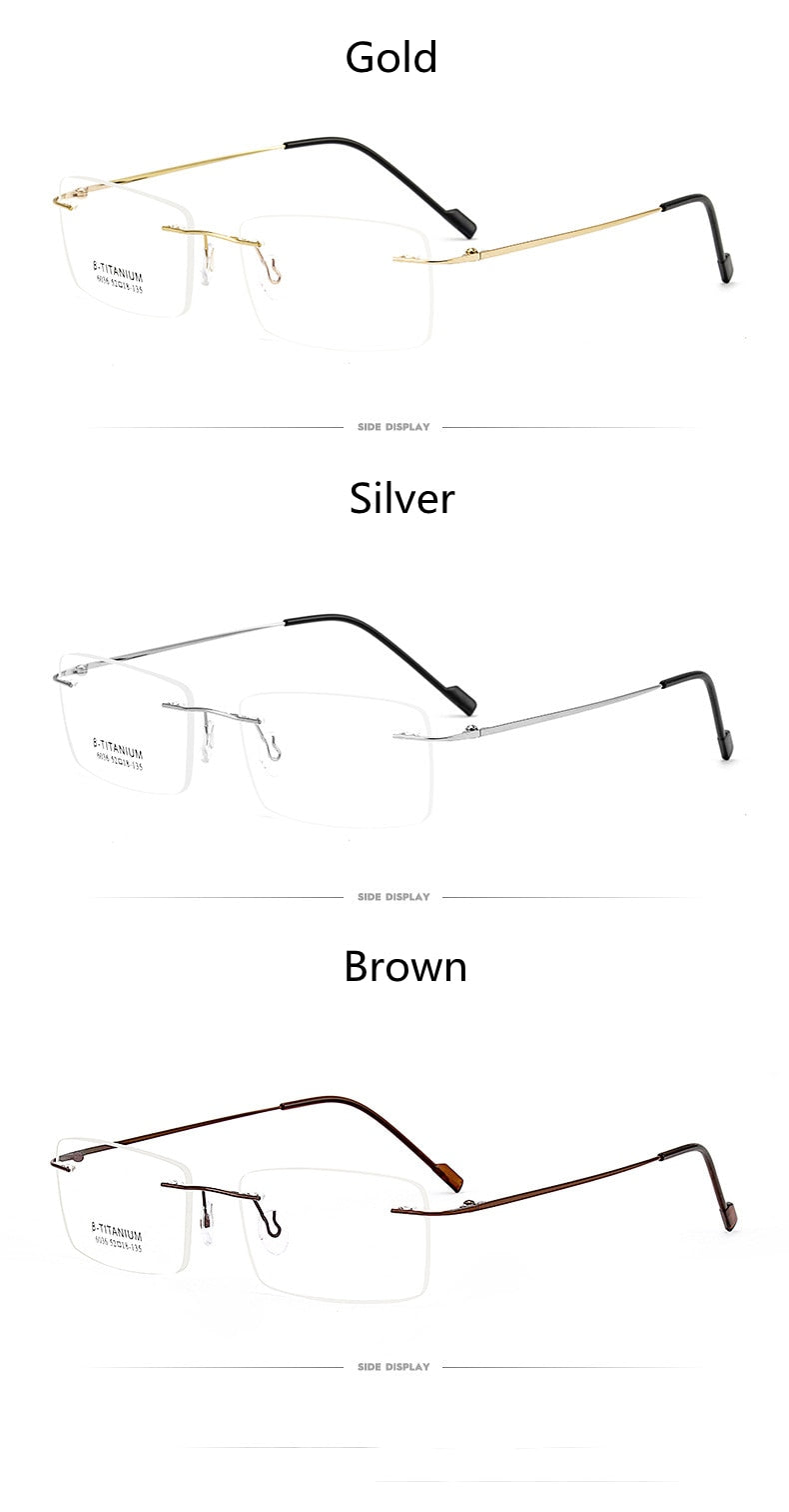 KatKani Men's Rimless β Titanium Alloy Frame Eyeglasses K6036 Rimless KatKani Eyeglasses   