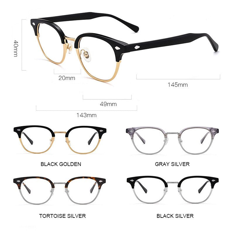 Aissuarvey Unisex Geometrical Full Rim Acetate Alloy Frame Eyeglasses Full Rim Aissuarvey Eyeglasses   