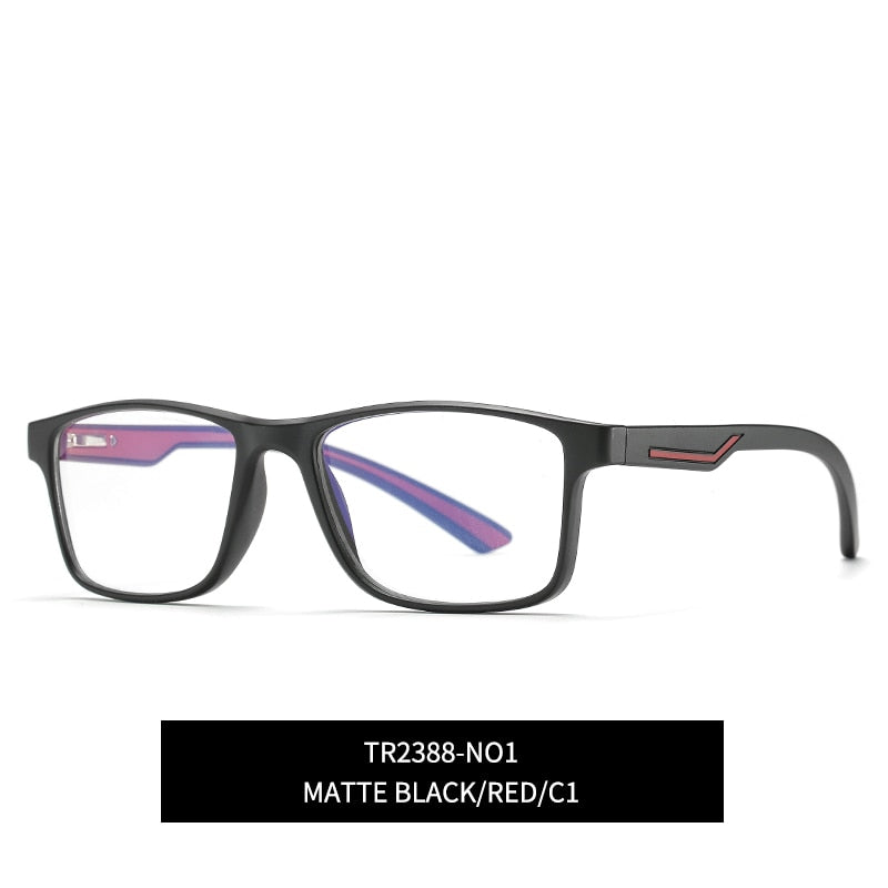 Reven Jate Men's Eyeglasses 2388 Tr90 Square Glasses Eyewear Frame Reven Jate black-red  