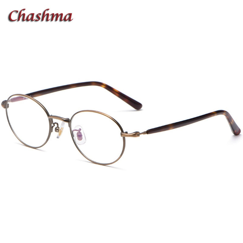 Chashma Ochki Unisex Full Rim Small Round Titanium Eyeglasses 2006 Full Rim Chashma Ochki Bronze  