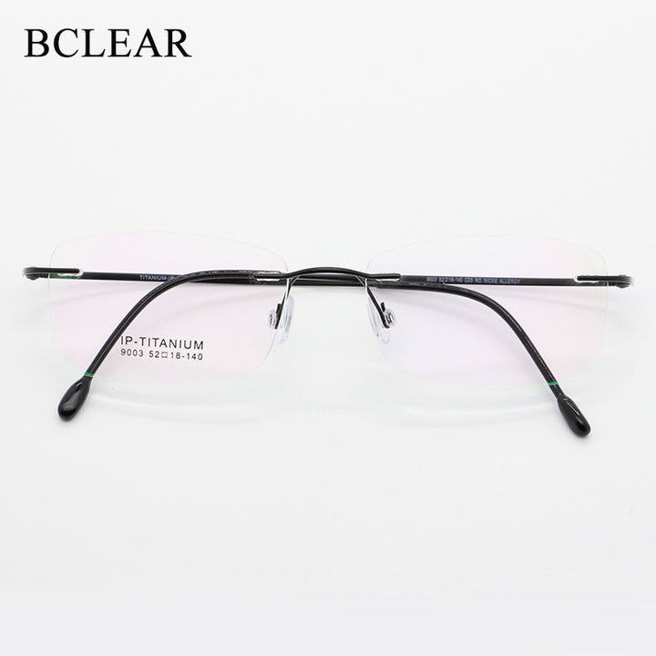 Unisex Rimless Titanium Frame Eyeglasses Customizable Lenses 9003 Rimless Bclear   