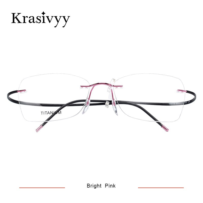 Krasivyy Women's Rimless Square Screwless Memory Titanium Eyeglasses Kr16015 Rimless Krasivyy Bright Pink  