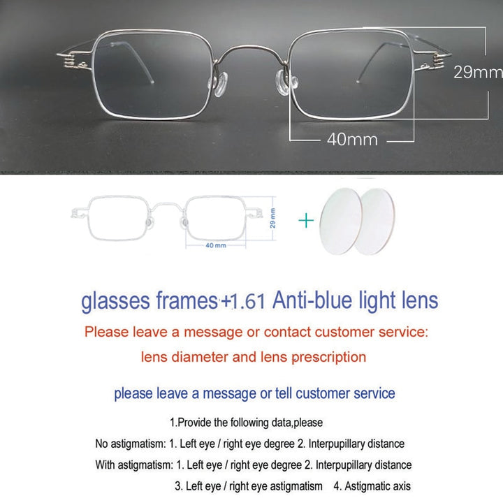 Unisex Handcrafted Screwless Rectangular Eyeglasses Customizable Lenses Frame Yujo C3 China 