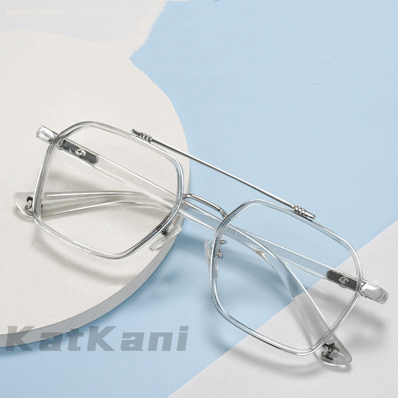 KatKani Men's Full Rim Double Bridge Alloy Frame Eyeglasses K0039 Full Rim KatKani Eyeglasses   