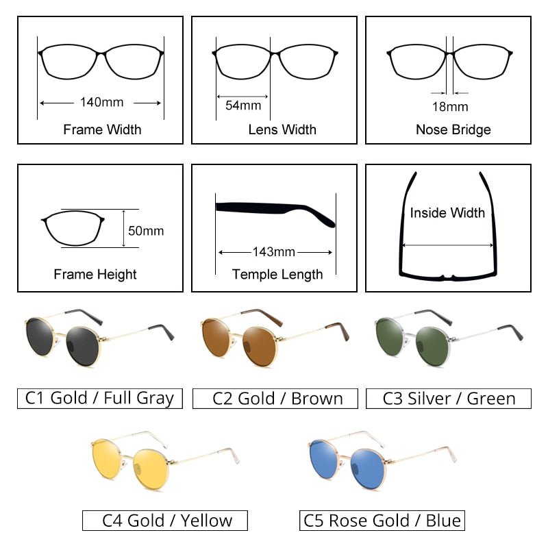 Ralferty 2 in 1 Clip On Glasses Kit | Round Magnet Sunglasses C4 Gold - Yellow