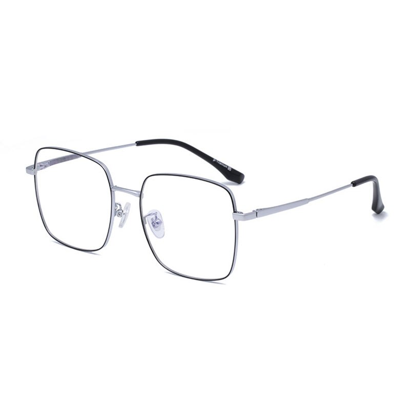 Hotony Unisex Full Rim Square Titanium Frame Eyeglasses 8004 Full Rim Hotony Black Silver  