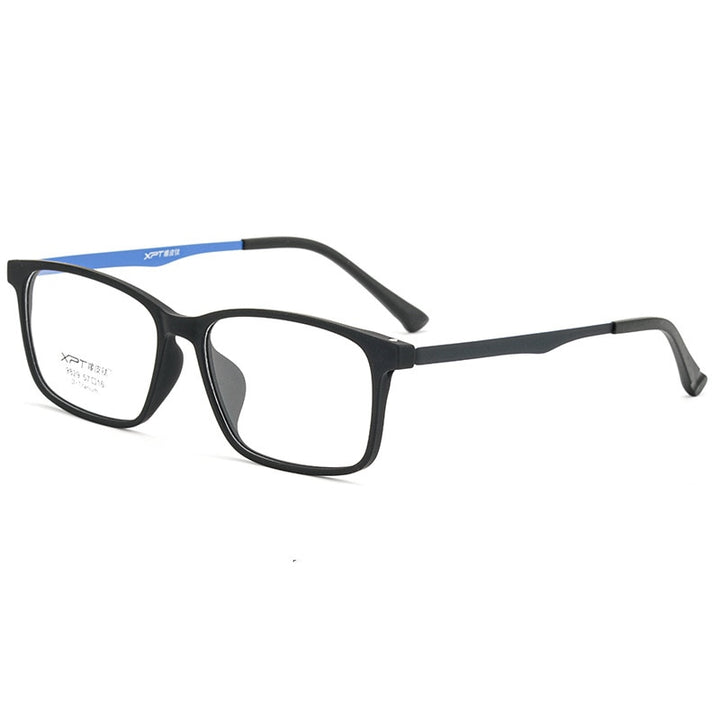 KatKani Men's Full Rim TR 90 Resin β Titanium Square Frame Eyeglasses K9829 Full Rim KatKani Eyeglasses Black Blue  