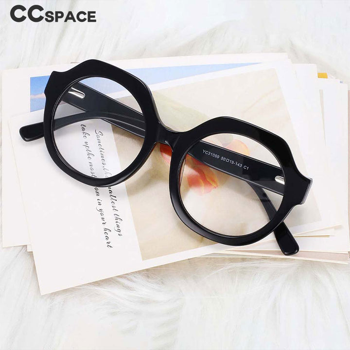 CCSpace Unisex Full Rim Round Cat Eye Acetate Frame Eyeglasses 54058 Full Rim CCspace   