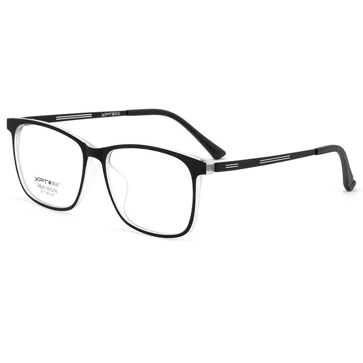 Yimaruli Men's Full Rim Titanium Square Frame Eyeglasses 9825 Full Rim Yimaruili Eyeglasses Black Transparent  