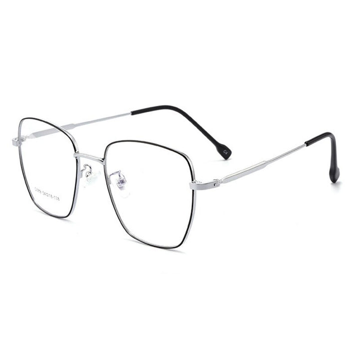 Hotony Unisex Full Rim Polygon Alloy Frame Spring Hinge Eyeglasses D889 Full Rim Hotony Black Silver  