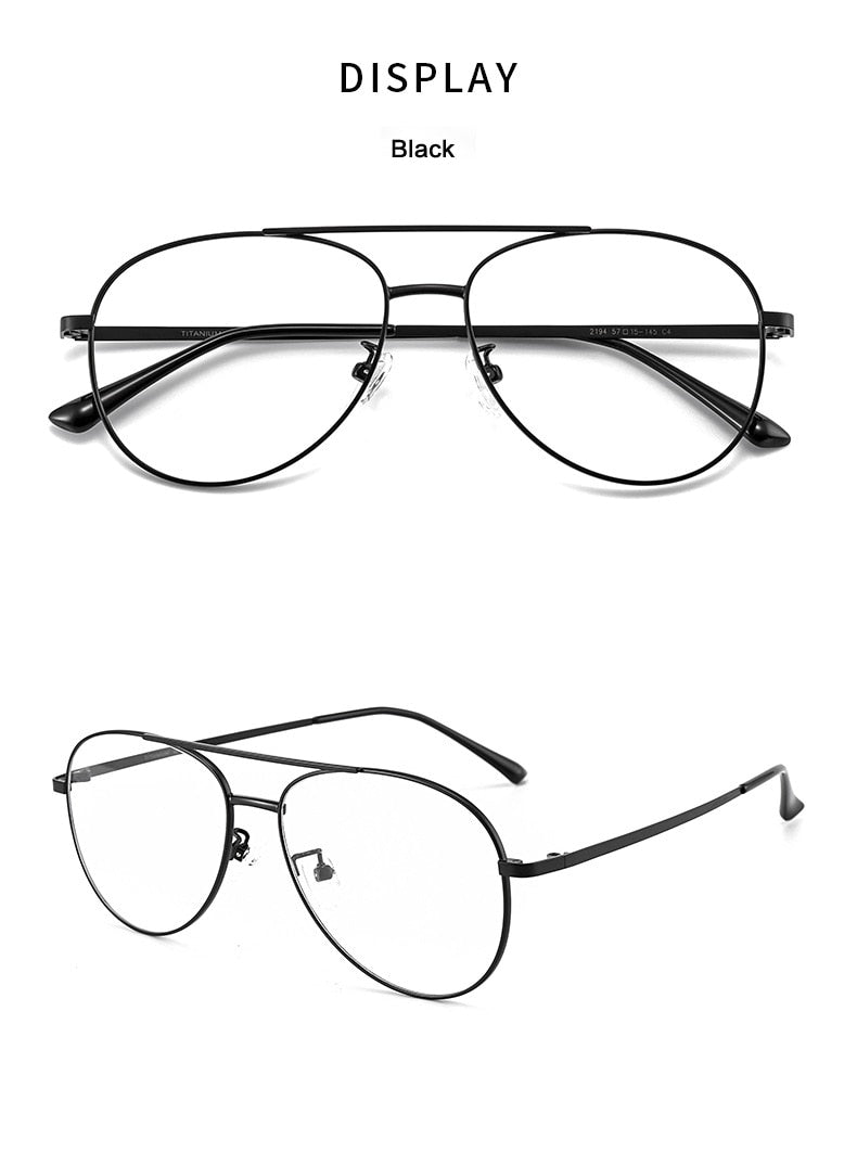 Muzz Men's Full Rim Square Oval Double Bridge Titanium Frame Eyeglasses M2194 Full Rim Muzz Black  
