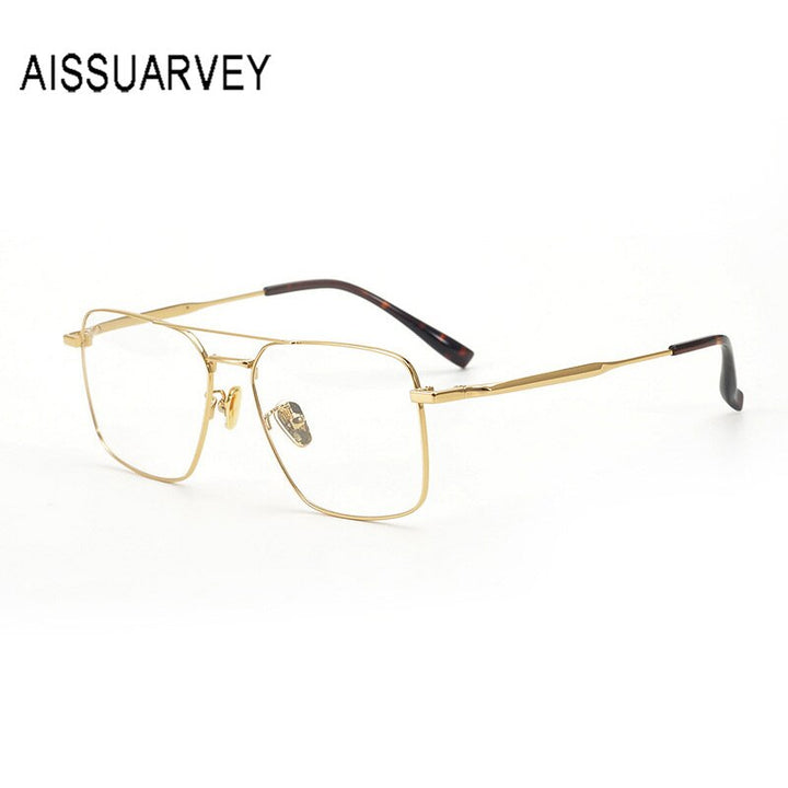 Aissuarvey Double Bridge Titanium Alloy Full Rim Square Unisex Eyeglasses Full Rim Aissuarvey Eyeglasses   