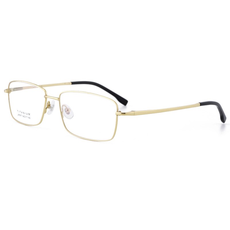 Men's Big Square Full Rim Titanium Frame Eyeglasses LR7817 Full Rim Bclear Gold  