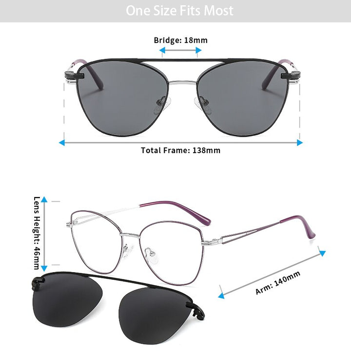 Kansept Women's Square Cat Eye Eyeglasses with Clip On Sunglasses – FuzWeb