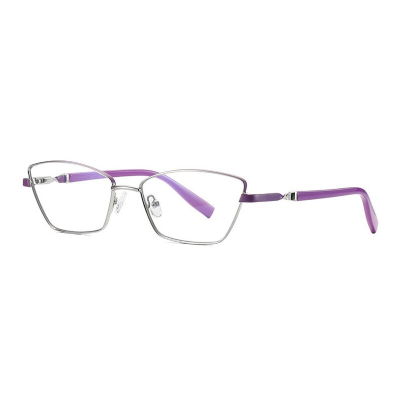 Hotony Women's Full Rim Cat Eye Alloy Front Frame Eyeglasses 3012 Full Rim Hotony Purple Silver  