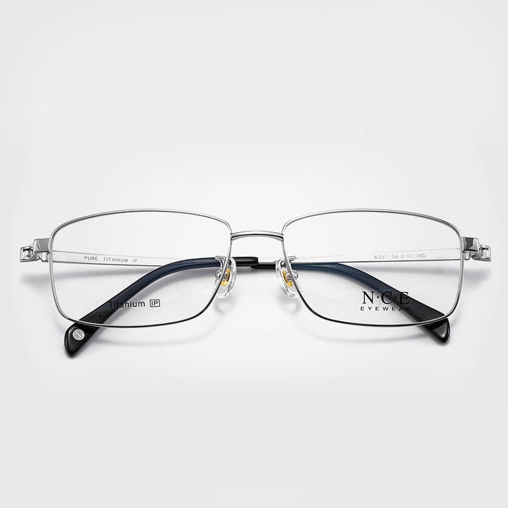 Men's Full Rim Square Titanium Frame Eyeglasses Sc8357 Full Rim Bclear Silver  