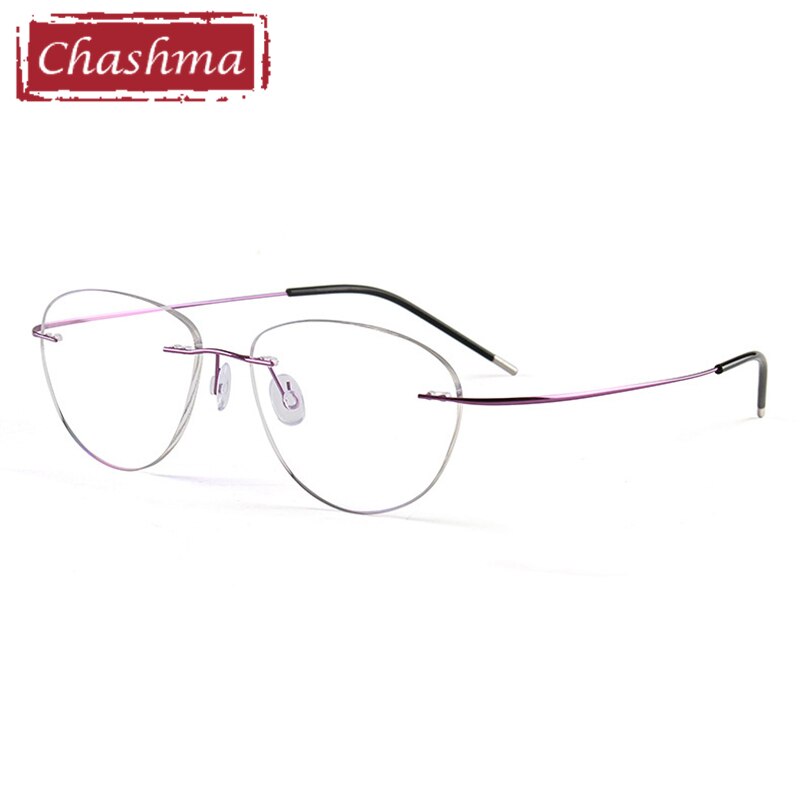 Chashma Ottica Unisex Rimless Triangle Oval Titanium Eyeglasses 003 Rimless Chashma Ottica Purple  