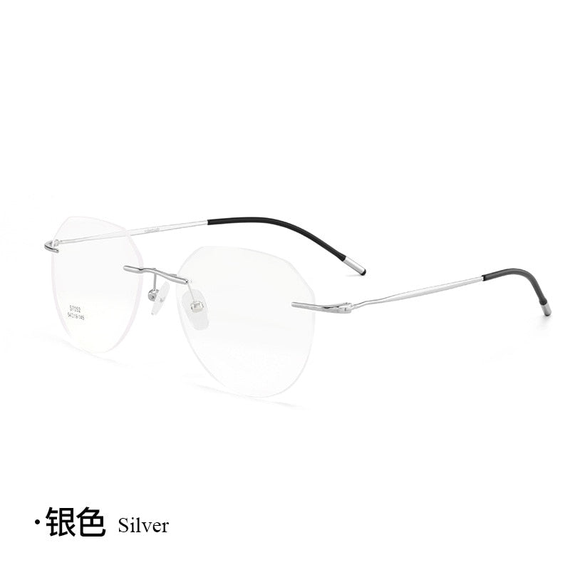 Unisex Square Titanium Alloy Rimless Frame Eyeglasses Zt7052 Rimless Bclear Silver  