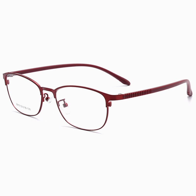 Hotony Unisex Full/Semi Rim Alloy Frame Eyeglasses 2516 Semi Rim Hotony Wine Red-Full Rim  